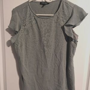 Roz & Ali Lace Sleeve Blouse Green M